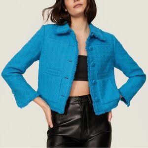 Proenza Schouler Bright Turquoise Bouclé Cropped Jacket
